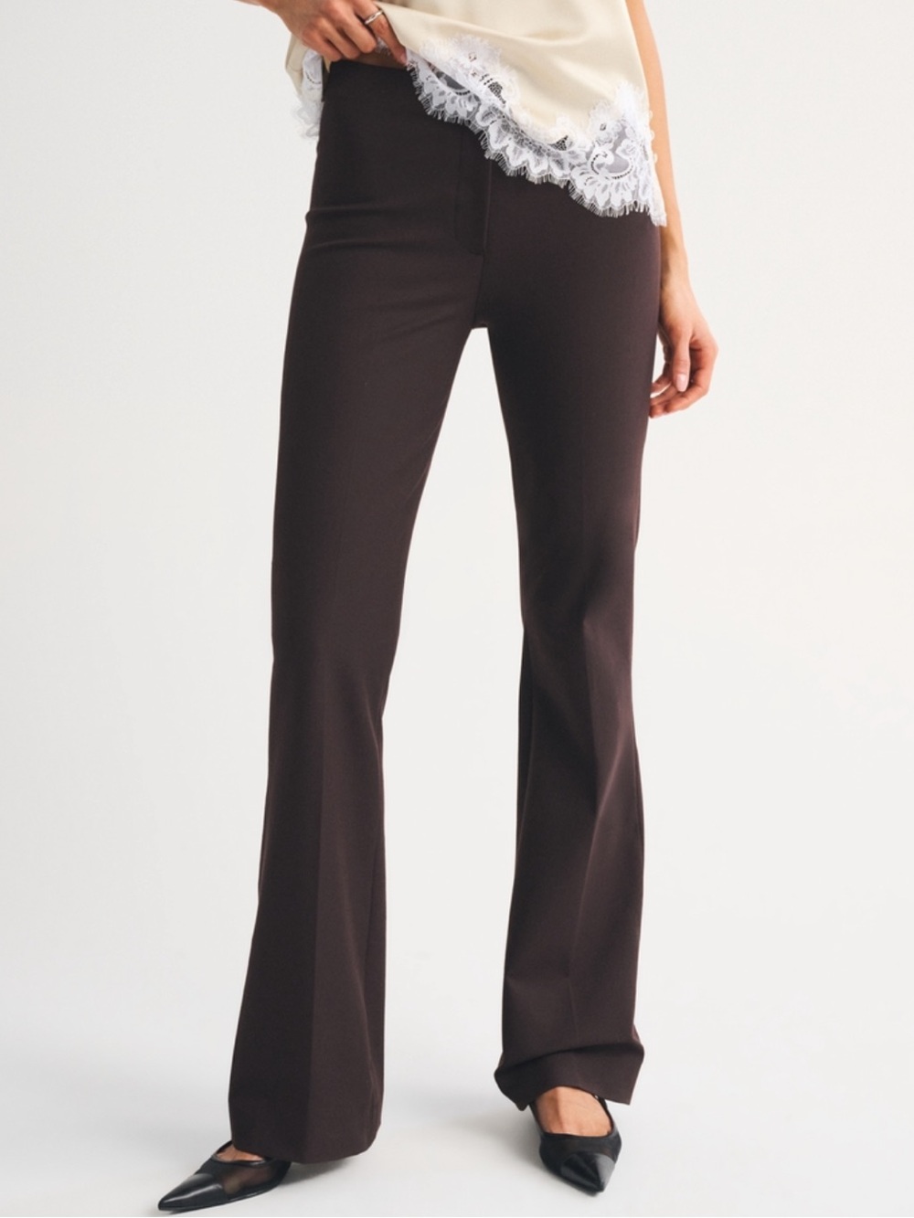 Abercrombie & Fitch Forme Bootcut Pants in Dark Coffee Curve Love
